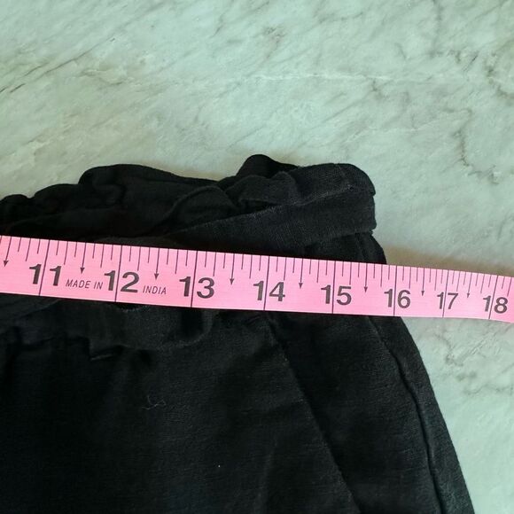 Old Navy linen blend black womens pants elastic high waist paperbag size 12 - Picture 5 of 7